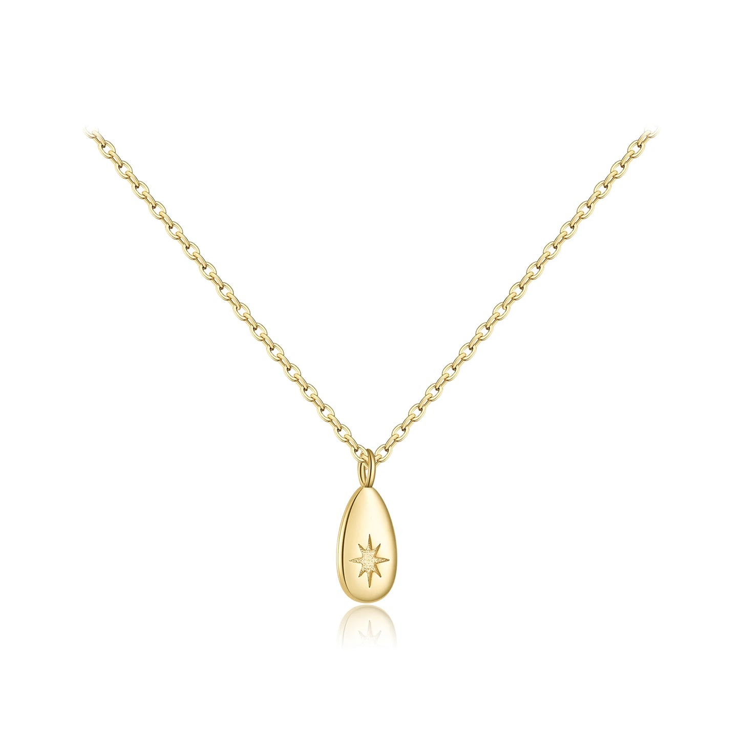 ANDYWEN New 925 Sterling Silver Gold Ovals Star CZ Pendant Tiny Charm Long Chain Necklace 2021 Women Wedding Jewelry Gift