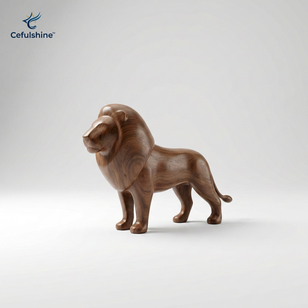 Cefulshine™ Majestic Wooden Lion Sculpture