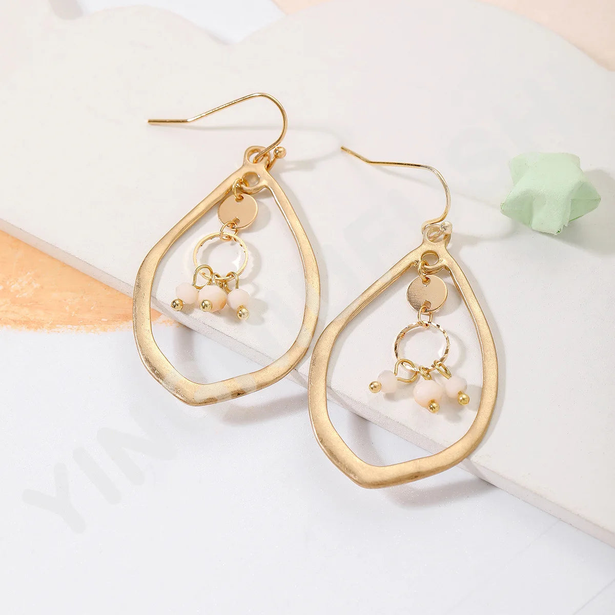 Fashion Retro Water Drop Earrings Hollow Crystal Alloy Ear Jewelry Gift For Women