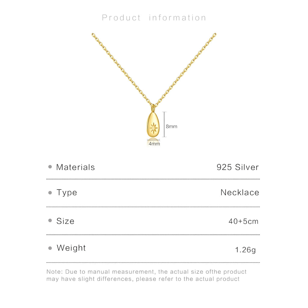 ANDYWEN New 925 Sterling Silver Gold Ovals Star CZ Pendant Tiny Charm Long Chain Necklace 2021 Women Wedding Jewelry Gift