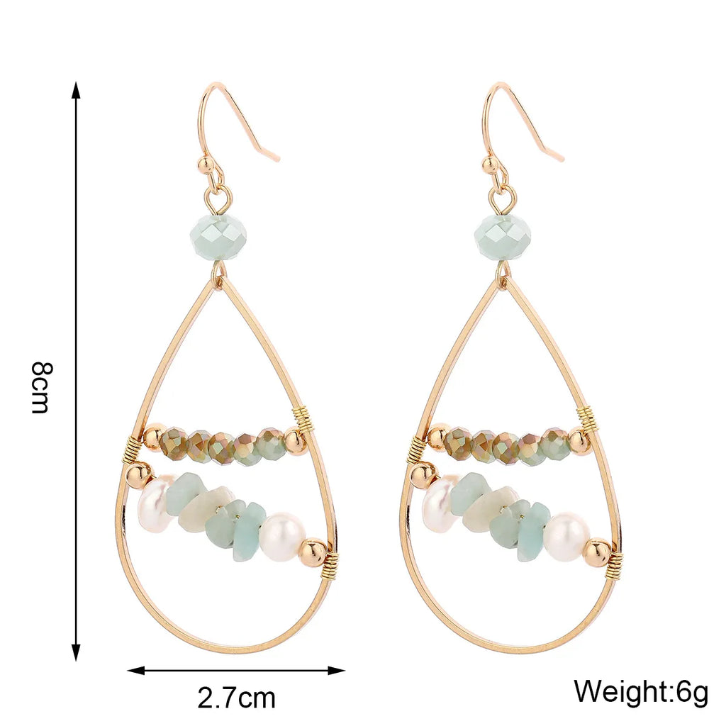 Fashion Retro Water Drop Earrings Hollow Crystal Alloy Ear Jewelry Gift For Women