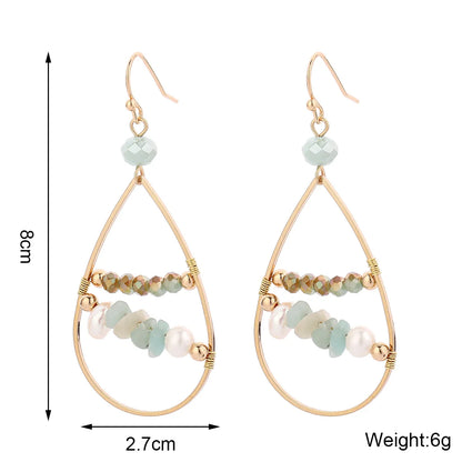 Fashion Retro Water Drop Earrings Hollow Crystal Alloy Ear Jewelry Gift For Women