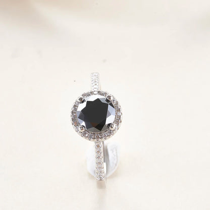 Certified Round Cut 1ct 6.5mm Black Moissanite Ring For Men With Certificate Solid Silver 925 Wedding Jewelry Pass Test Trend