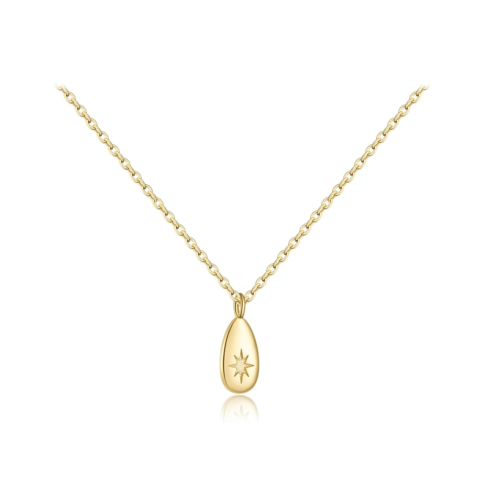 ANDYWEN New 925 Sterling Silver Gold Ovals Star CZ Pendant Tiny Charm Long Chain Necklace 2021 Women Wedding Jewelry Gift