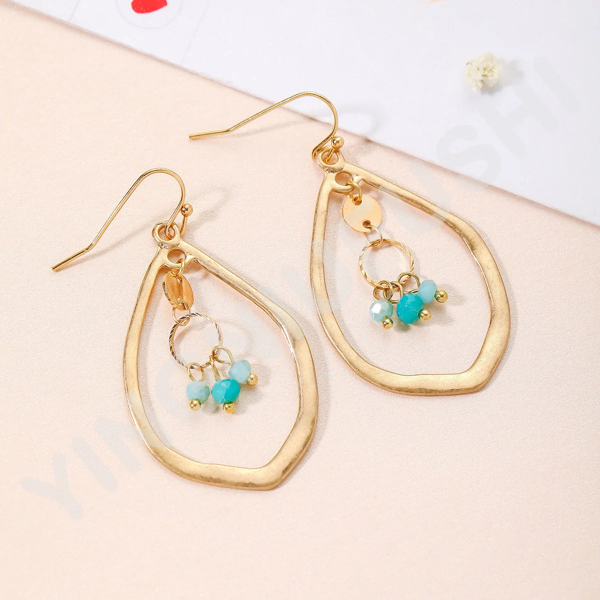 Fashion Retro Water Drop Earrings Hollow Crystal Alloy Ear Jewelry Gift For Women