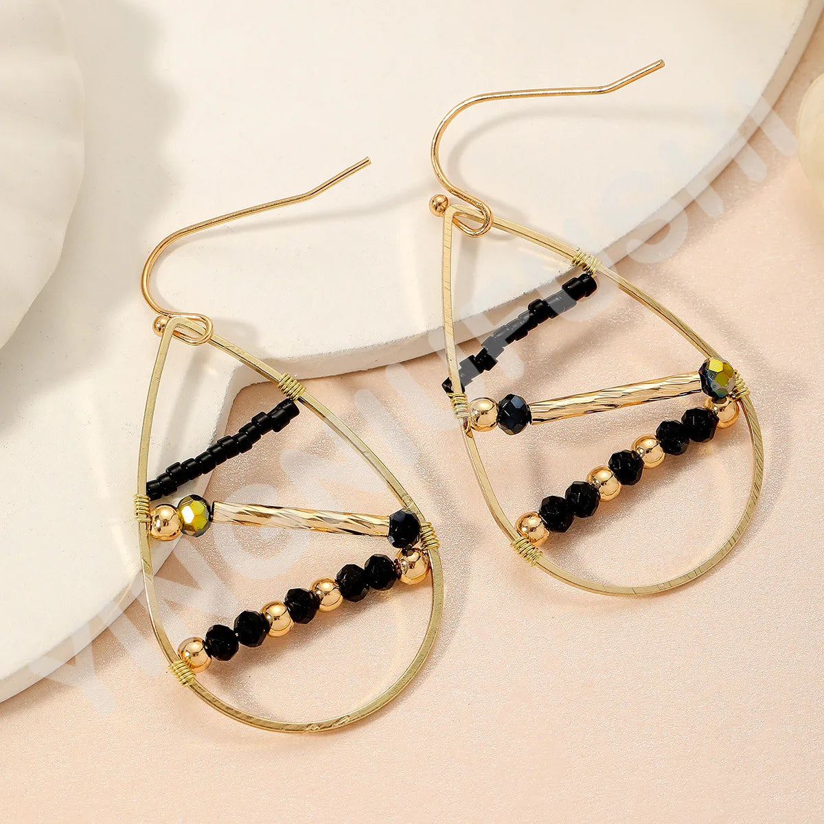 Fashion Retro Water Drop Earrings Hollow Crystal Alloy Ear Jewelry Gift For Women
