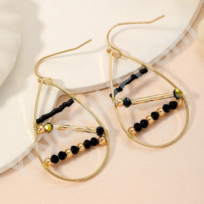 Fashion Retro Water Drop Earrings Hollow Crystal Alloy Ear Jewelry Gift For Women