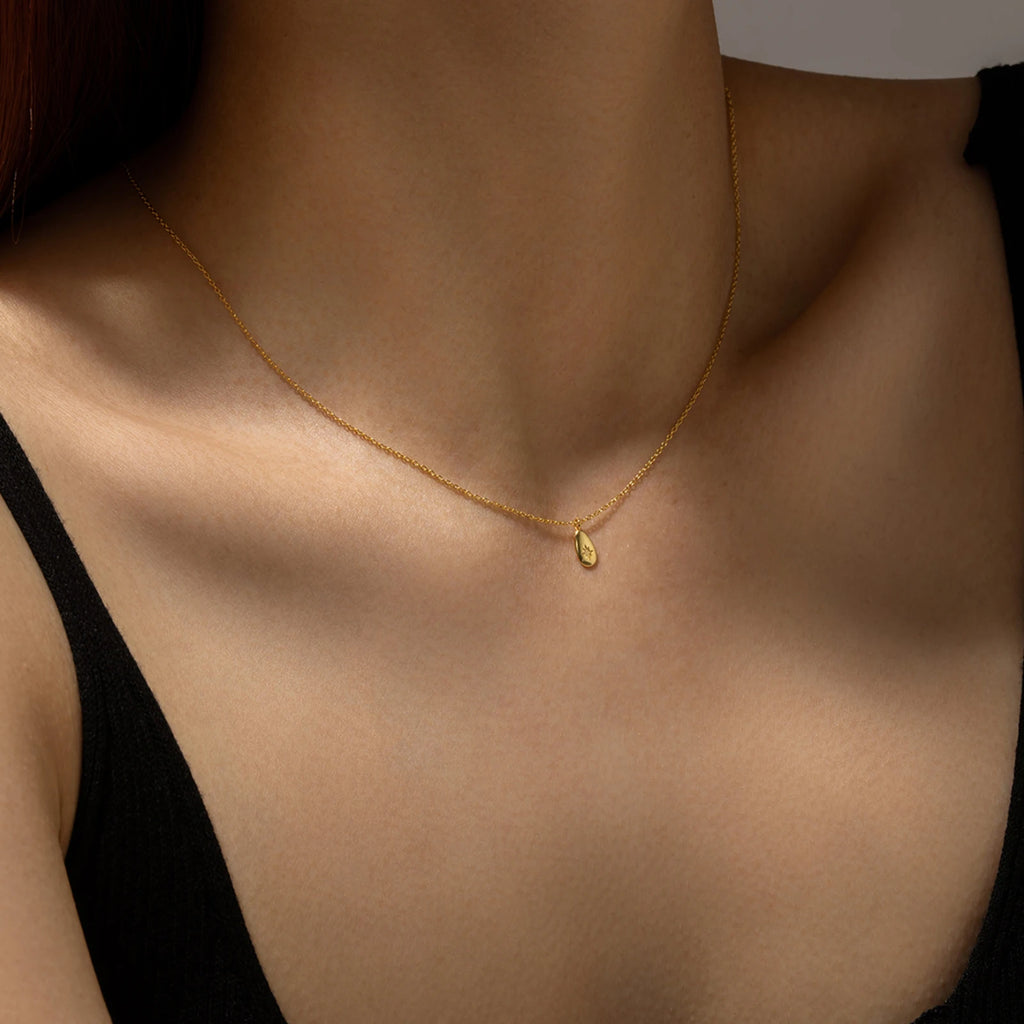 ANDYWEN New 925 Sterling Silver Gold Ovals Star CZ Pendant Tiny Charm Long Chain Necklace 2021 Women Wedding Jewelry Gift
