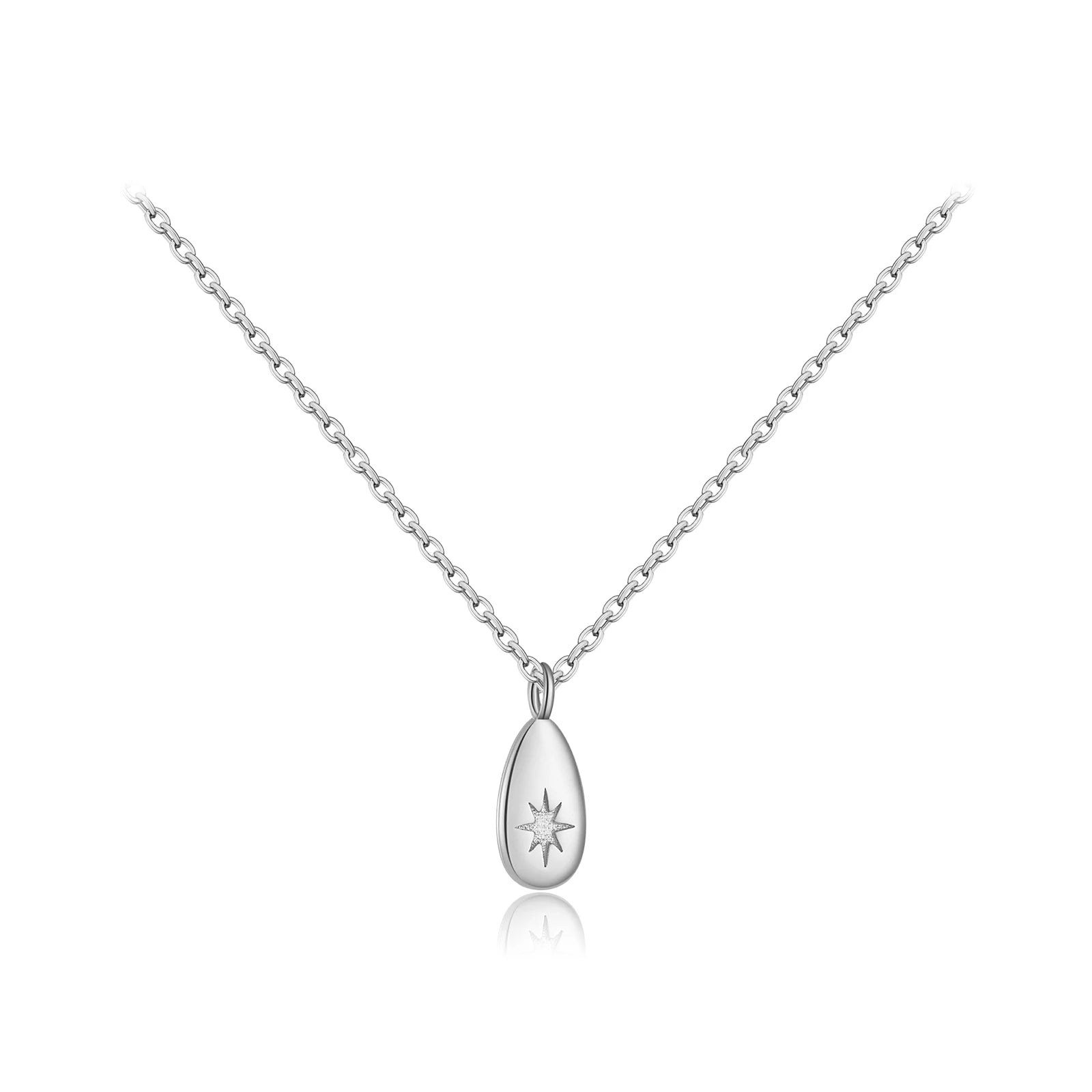 ANDYWEN New 925 Sterling Silver Gold Ovals Star CZ Pendant Tiny Charm Long Chain Necklace 2021 Women Wedding Jewelry Gift