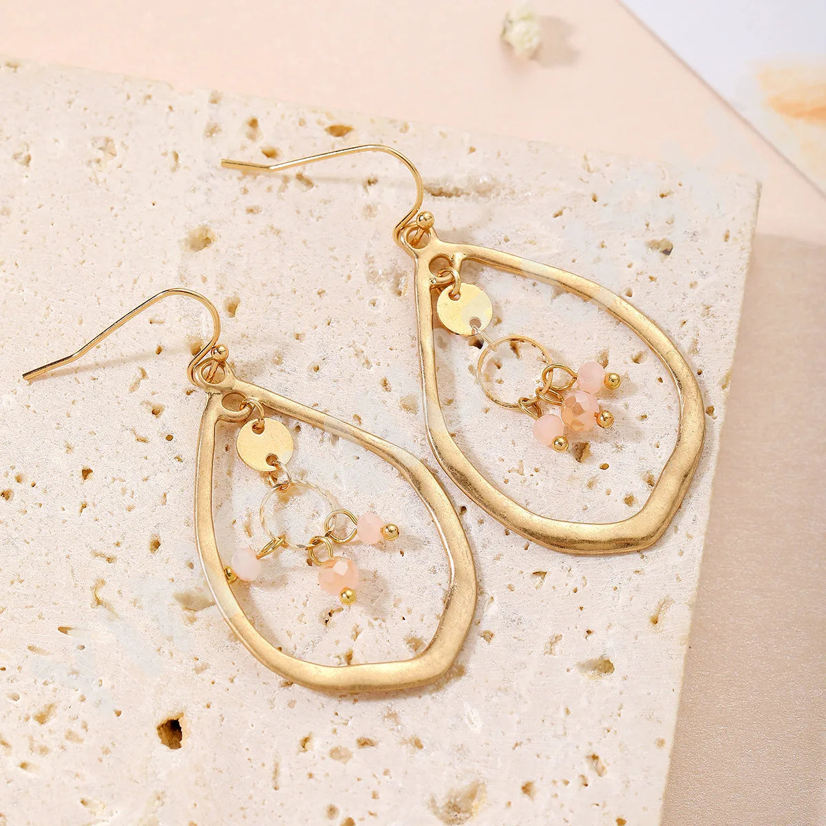 Fashion Retro Water Drop Earrings Hollow Crystal Alloy Ear Jewelry Gift For Women