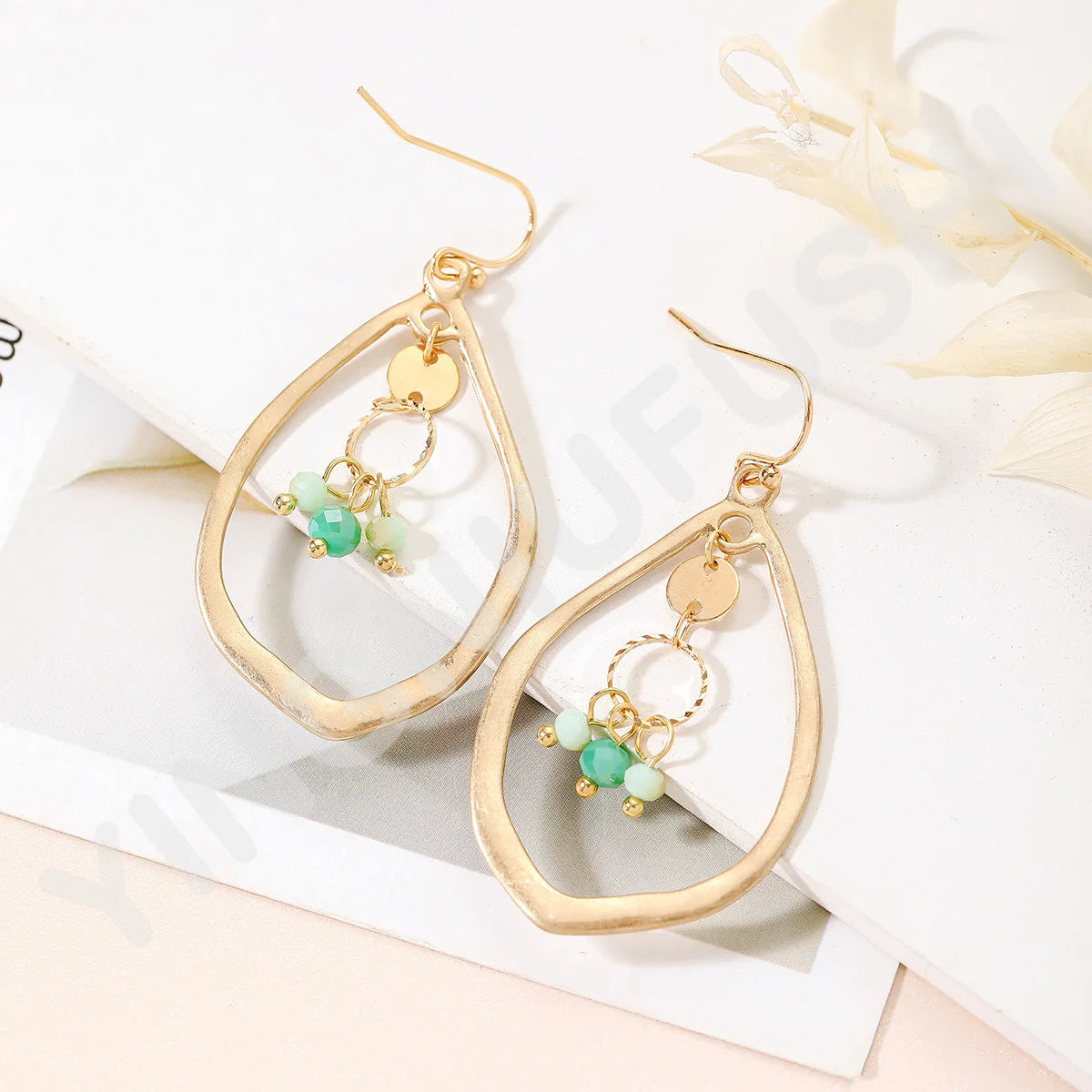 Fashion Retro Water Drop Earrings Hollow Crystal Alloy Ear Jewelry Gift For Women