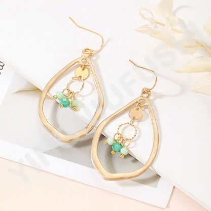 Fashion Retro Water Drop Earrings Hollow Crystal Alloy Ear Jewelry Gift For Women