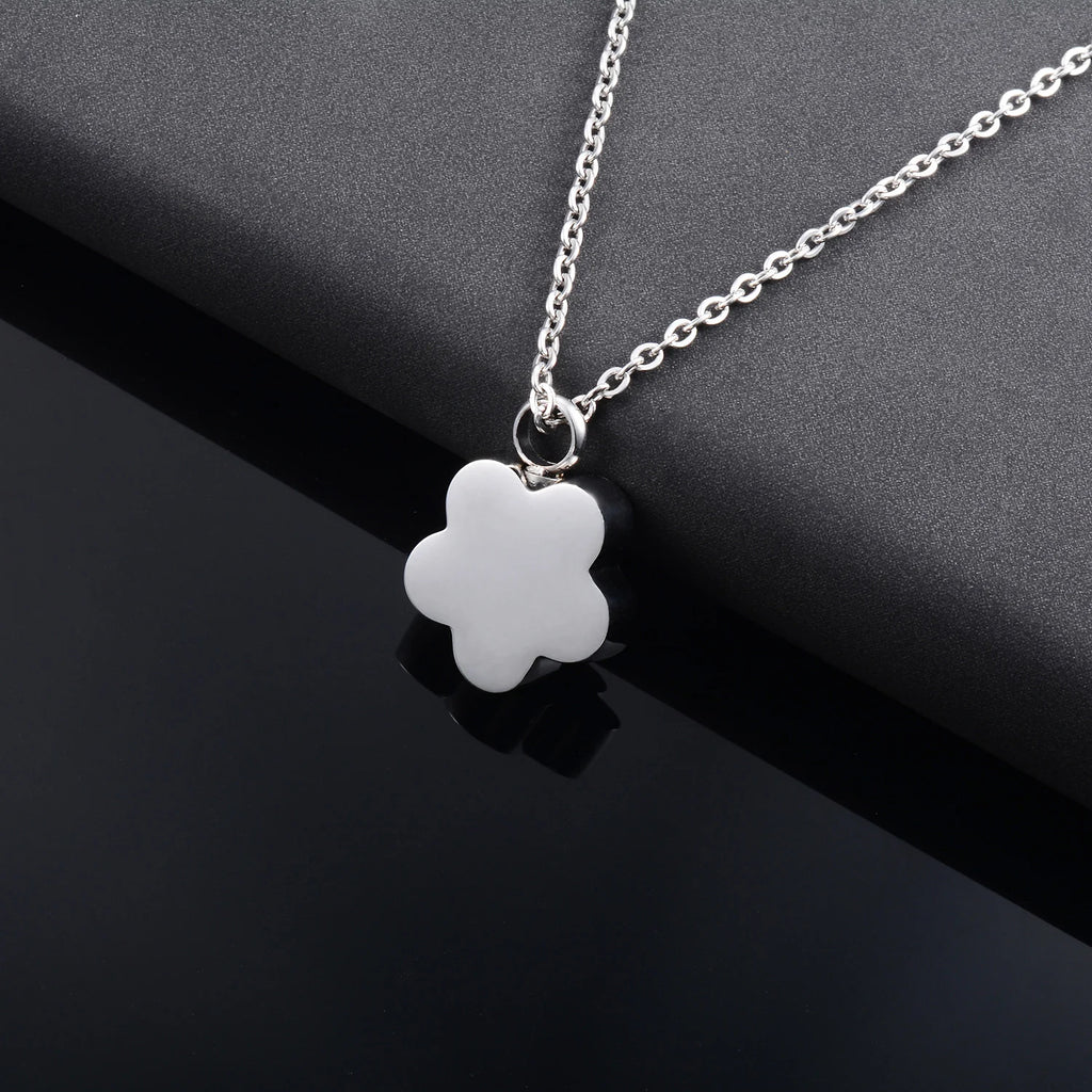 Yadreva Flower Urns Pendant Cremation Funeral Stainless Steel Necklace Memorial Jewelry for Ashes