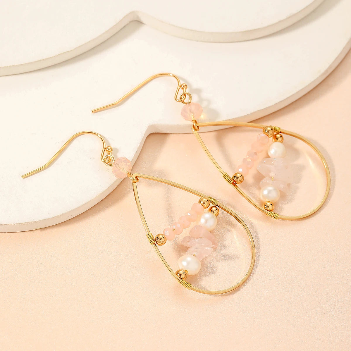 Fashion Retro Water Drop Earrings Hollow Crystal Alloy Ear Jewelry Gift For Women