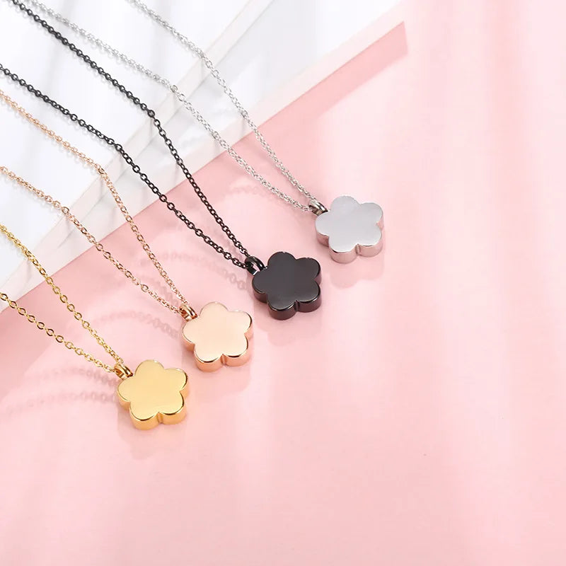 Yadreva Flower Urns Pendant Cremation Funeral Stainless Steel Necklace Memorial Jewelry for Ashes
