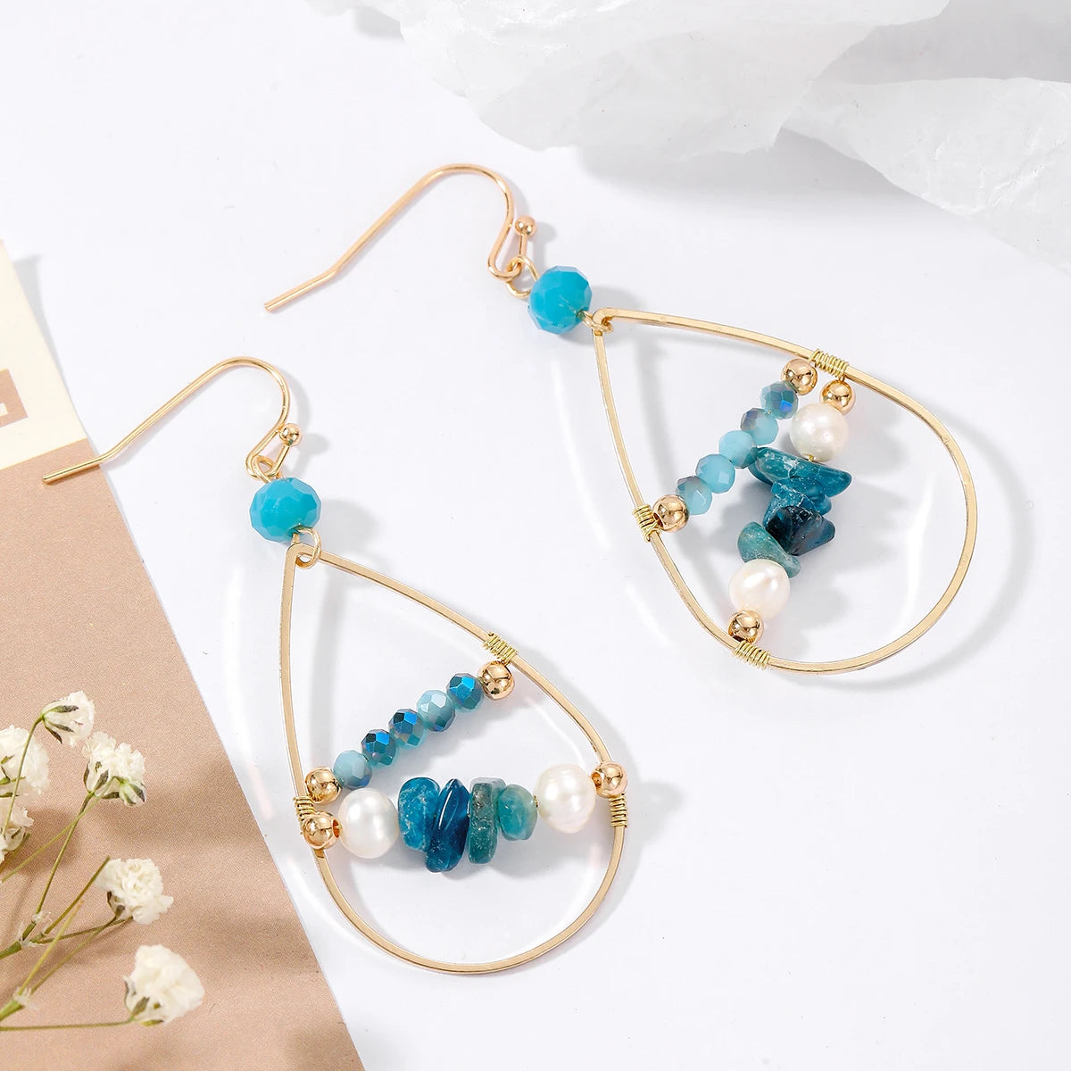 Fashion Retro Water Drop Earrings Hollow Crystal Alloy Ear Jewelry Gift For Women