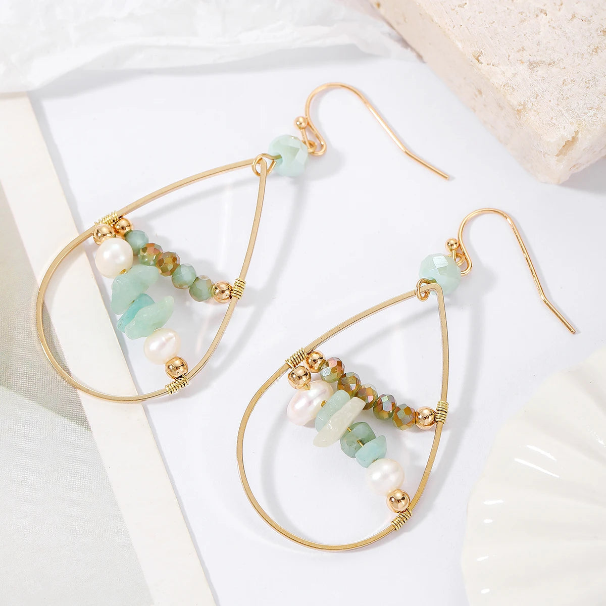 Fashion Retro Water Drop Earrings Hollow Crystal Alloy Ear Jewelry Gift For Women